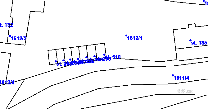 Parcela st. 518 v KÚ Dobronín, Katastrální mapa