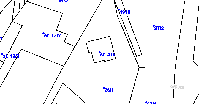 Parcela st. 476 v KÚ Dobronín, Katastrální mapa