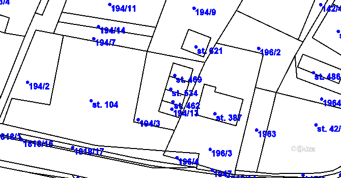 Parcela st. 534 v KÚ Dobronín, Katastrální mapa