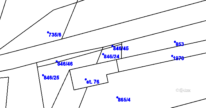 Parcela st. 846/24 v KÚ Dobronín, Katastrální mapa