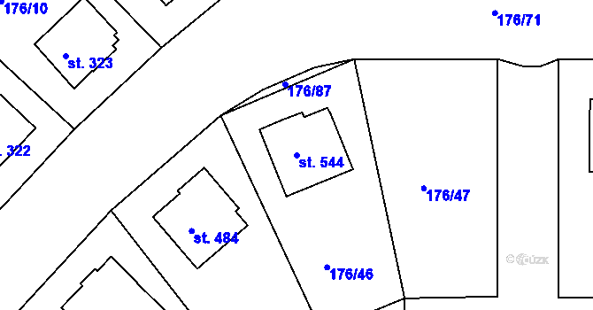 Parcela st. 544 v KÚ Dobronín, Katastrální mapa