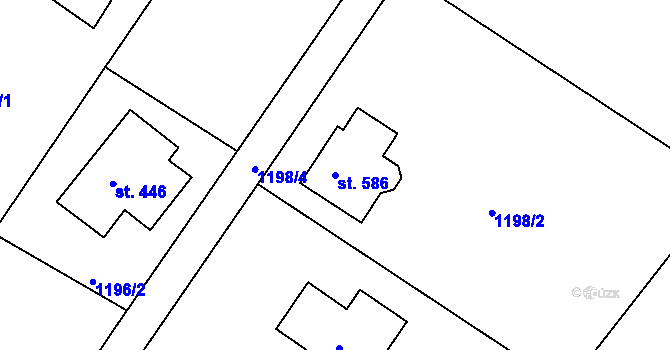 Parcela st. 586 v KÚ Dobronín, Katastrální mapa
