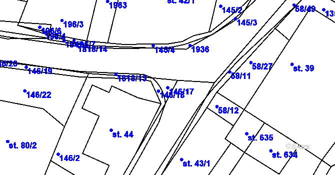 Parcela st. 146/17 v KÚ Dobronín, Katastrální mapa