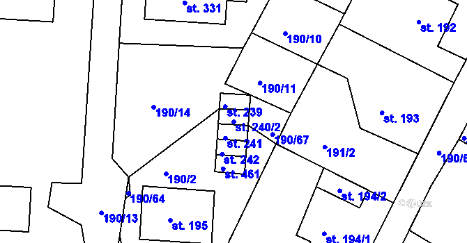 Parcela st. 240/2 v KÚ Dobronín, Katastrální mapa