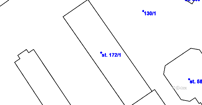 Parcela st. 172/1 v KÚ Dobronín, Katastrální mapa