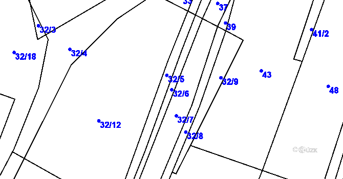 Parcela st. 32/6 v KÚ Dobronín, Katastrální mapa