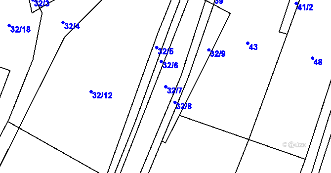 Parcela st. 32/7 v KÚ Dobronín, Katastrální mapa