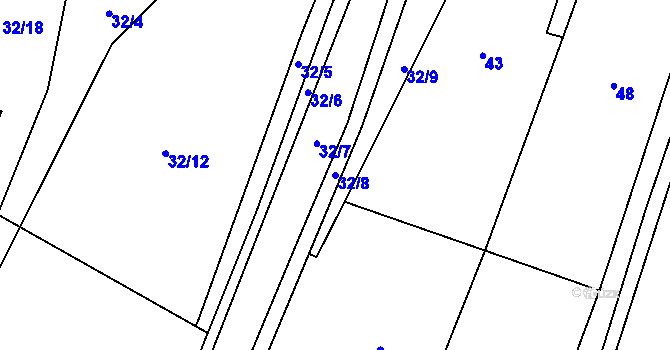 Parcela st. 32/8 v KÚ Dobronín, Katastrální mapa