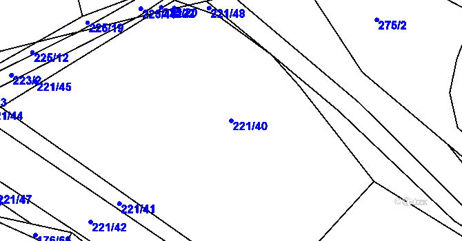 Parcela st. 221/40 v KÚ Dobronín, Katastrální mapa