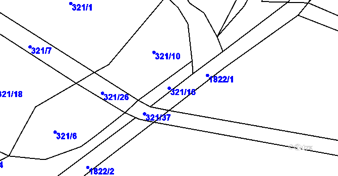 Parcela st. 321/16 v KÚ Dobronín, Katastrální mapa