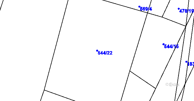 Parcela st. 544/22 v KÚ Dobronín, Katastrální mapa