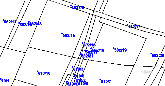 Parcela st. 582/16 v KÚ Dobronín, Katastrální mapa