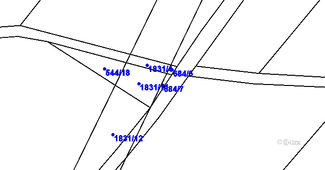 Parcela st. 684/7 v KÚ Dobronín, Katastrální mapa