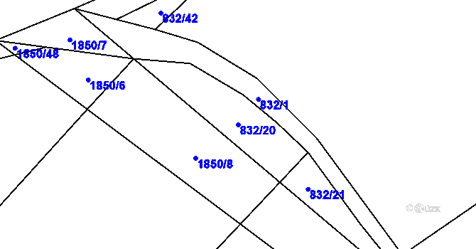 Parcela st. 832/20 v KÚ Dobronín, Katastrální mapa
