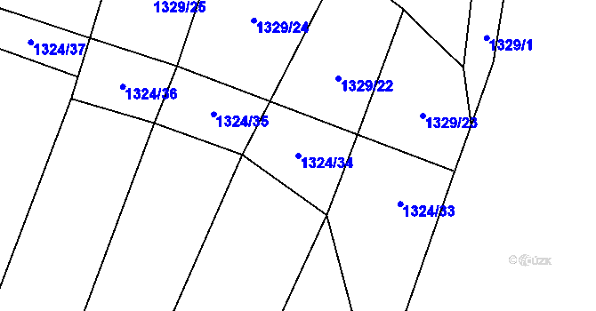 Parcela st. 1324/34 v KÚ Dobronín, Katastrální mapa