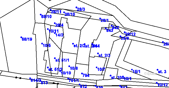 Parcela st. 2/1 v KÚ Střelecká, Katastrální mapa