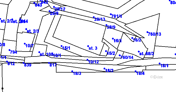 Parcela st. 3 v KÚ Střelecká, Katastrální mapa