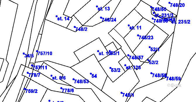Parcela st. 10 v KÚ Střelecká, Katastrální mapa