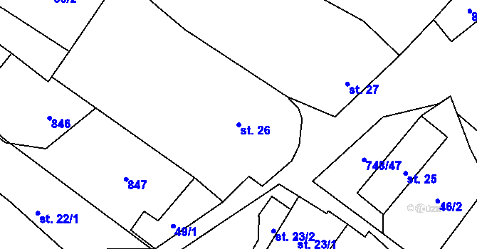 Parcela st. 26 v KÚ Střelecká, Katastrální mapa