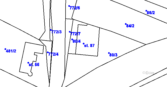 Parcela st. 87 v KÚ Střelecká, Katastrální mapa