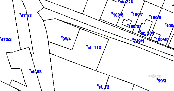 Parcela st. 113 v KÚ Střelecká, Katastrální mapa