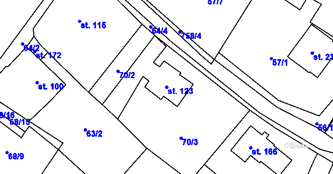 Parcela st. 123 v KÚ Střelecká, Katastrální mapa