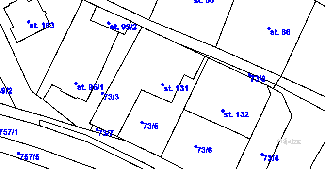 Parcela st. 131 v KÚ Střelecká, Katastrální mapa