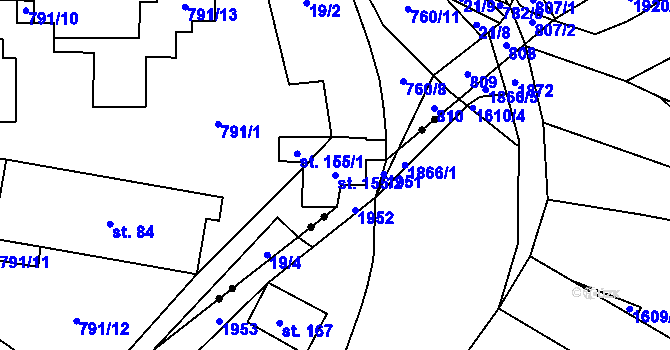 Parcela st. 155/2 v KÚ Střelecká, Katastrální mapa