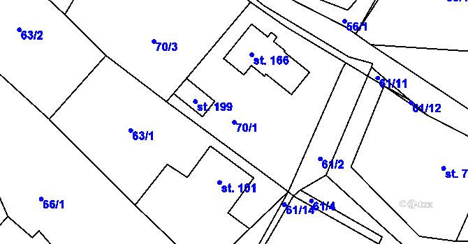 Parcela st. 70/1 v KÚ Střelecká, Katastrální mapa