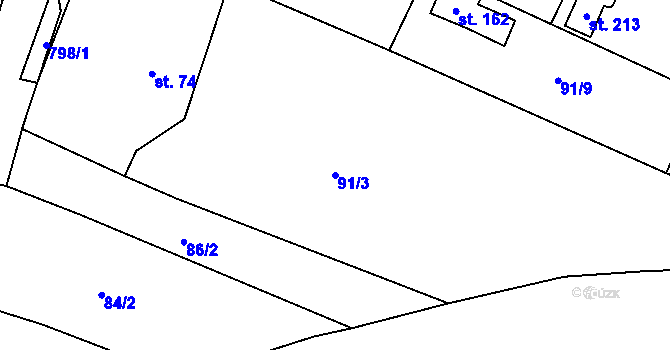 Parcela st. 91/3 v KÚ Střelecká, Katastrální mapa