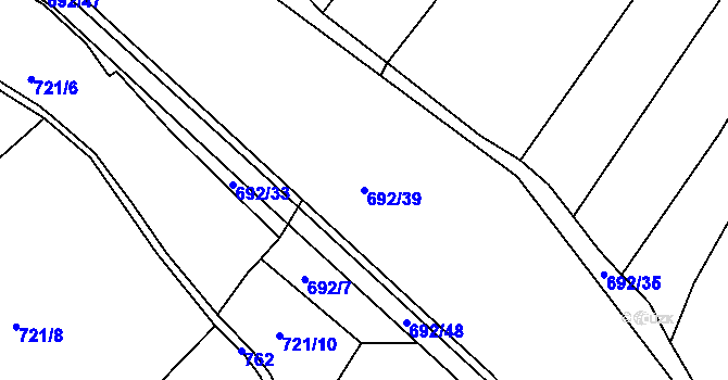 Parcela st. 692/39 v KÚ Střelecká, Katastrální mapa