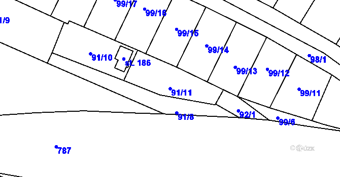 Parcela st. 91/11 v KÚ Střelecká, Katastrální mapa