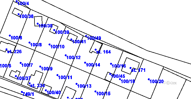 Parcela st. 164 v KÚ Střelecká, Katastrální mapa