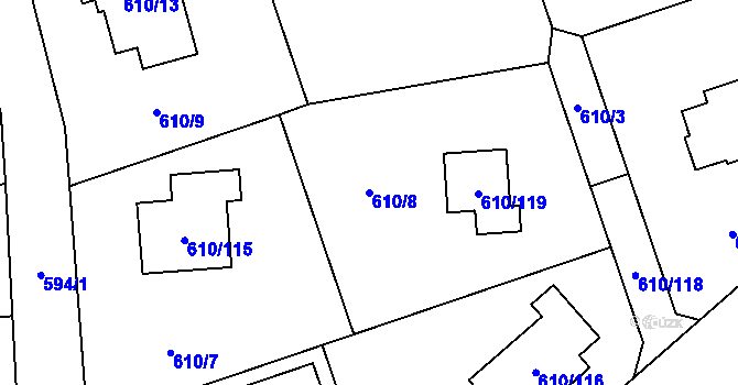 Parcela st. 610/8 v KÚ Dobroslavice, Katastrální mapa