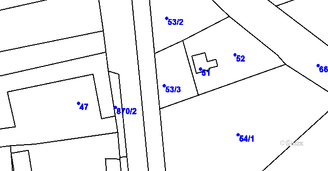 Parcela st. 53/3 v KÚ Dobroslavice, Katastrální mapa