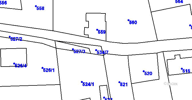 Parcela st. 534/7 v KÚ Dobroslavice, Katastrální mapa