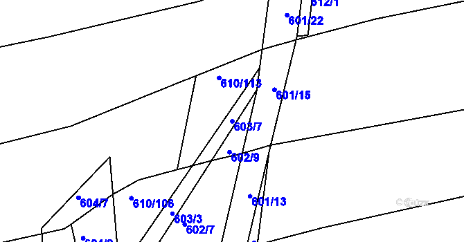 Parcela st. 603/7 v KÚ Dobroslavice, Katastrální mapa