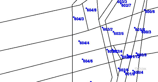 Parcela st. 604/4 v KÚ Dobroslavice, Katastrální mapa