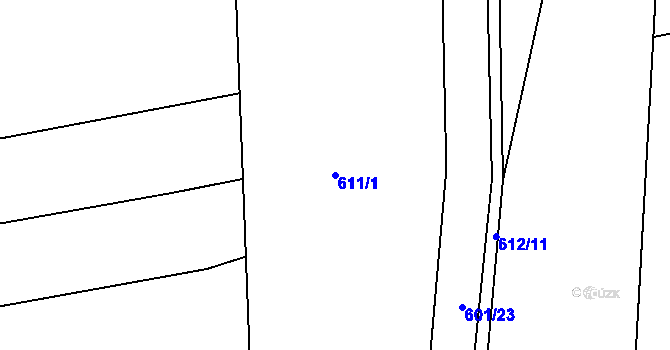 Parcela st. 611/1 v KÚ Dobroslavice, Katastrální mapa