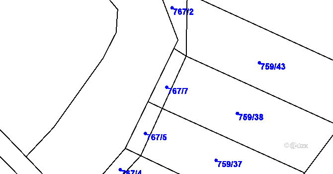 Parcela st. 767/7 v KÚ Dobroslavice, Katastrální mapa