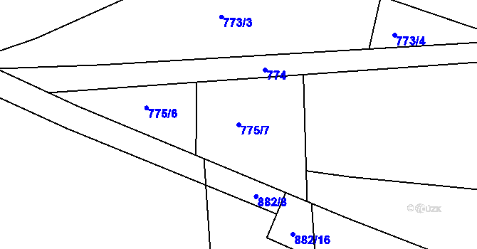 Parcela st. 775/7 v KÚ Dobroslavice, Katastrální mapa