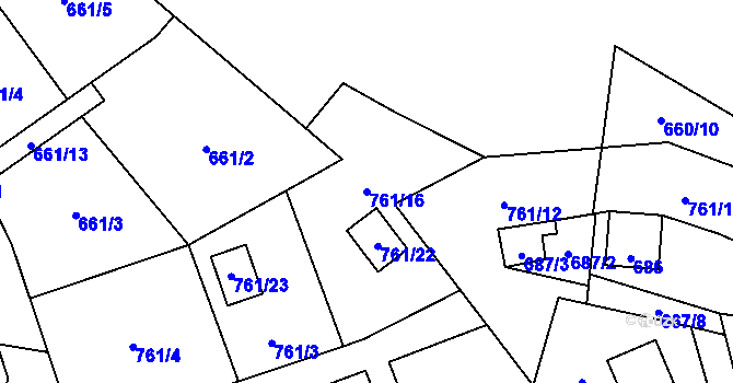 Parcela st. 761/16 v KÚ Dobroslavice, Katastrální mapa