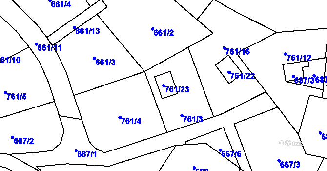 Parcela st. 761/23 v KÚ Dobroslavice, Katastrální mapa