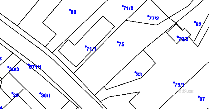 Parcela st. 75 v KÚ Dobroslavice, Katastrální mapa