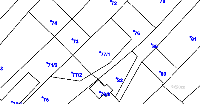 Parcela st. 77/1 v KÚ Dobroslavice, Katastrální mapa