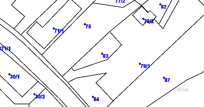 Parcela st. 83 v KÚ Dobroslavice, Katastrální mapa