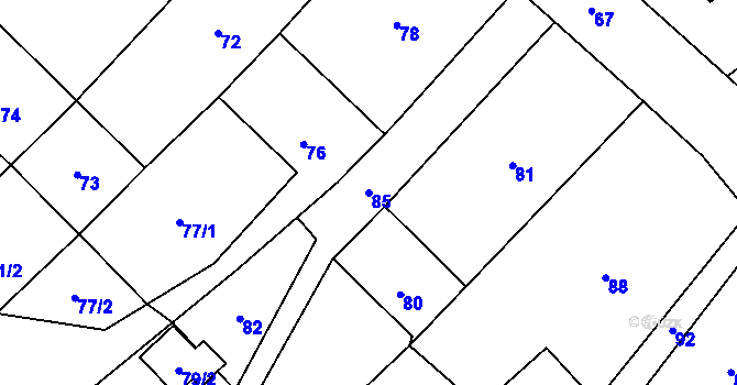 Parcela st. 85 v KÚ Dobroslavice, Katastrální mapa