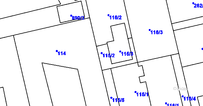 Parcela st. 115/2 v KÚ Dobroslavice, Katastrální mapa