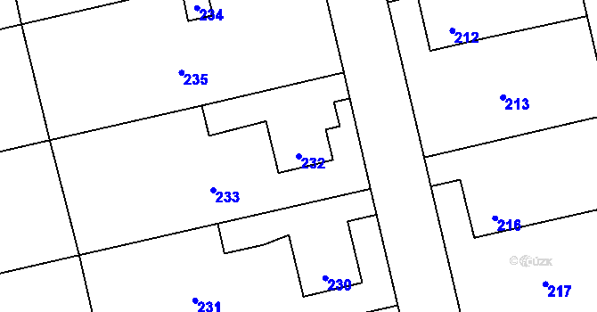 Parcela st. 232 v KÚ Dobroslavice, Katastrální mapa