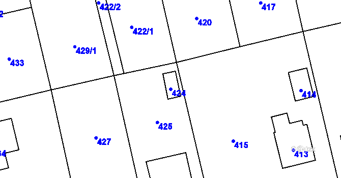 Parcela st. 424 v KÚ Dobroslavice, Katastrální mapa